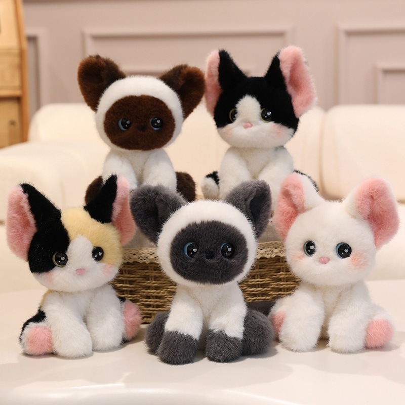 Cute Cat Table With Three Flowers German Cat Doll Plush Toy Siamese Kitten M Doll - Image 8