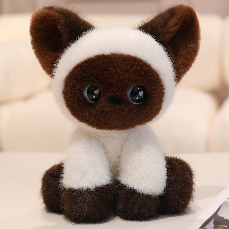 Cute Cat Table With Three Flowers German Cat Doll Plush Toy Siamese Kitten M Doll - Image 7