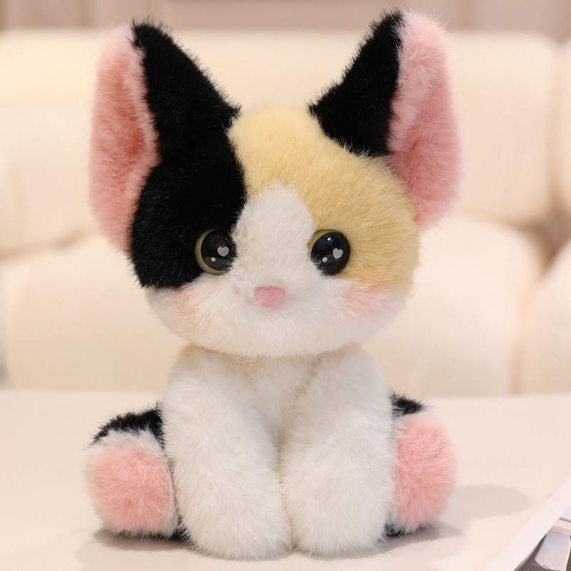 Cute Cat Table With Three Flowers German Cat Doll Plush Toy Siamese Kitten M Doll - Image 3