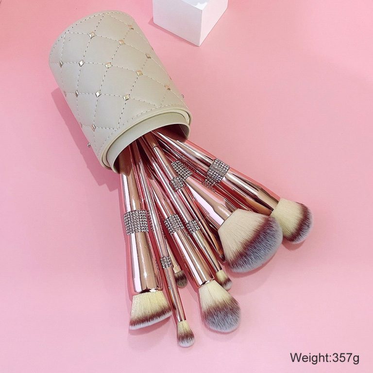 Portable Home Electroplated Rose Gold Makeup Brush Suit