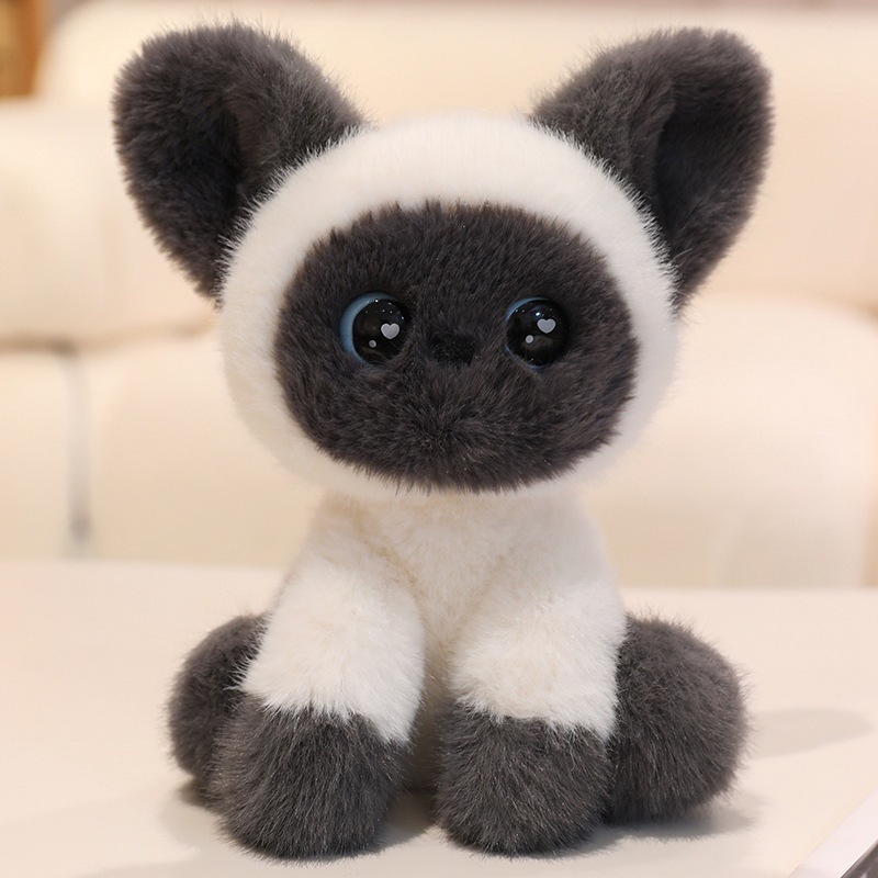 Cute Cat Table With Three Flowers German Cat Doll Plush Toy Siamese Kitten M Doll - Image 10