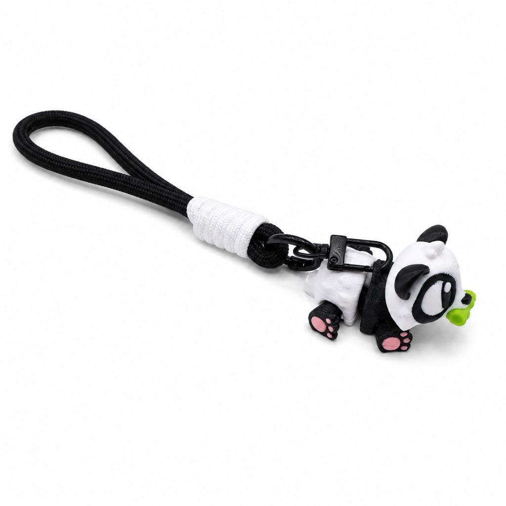 3D Printed Animal Keychain, Articulated Panda Raccoon Koala Bag Charm With Wrist Strap, Cute Portable Backpack Pendant Gift