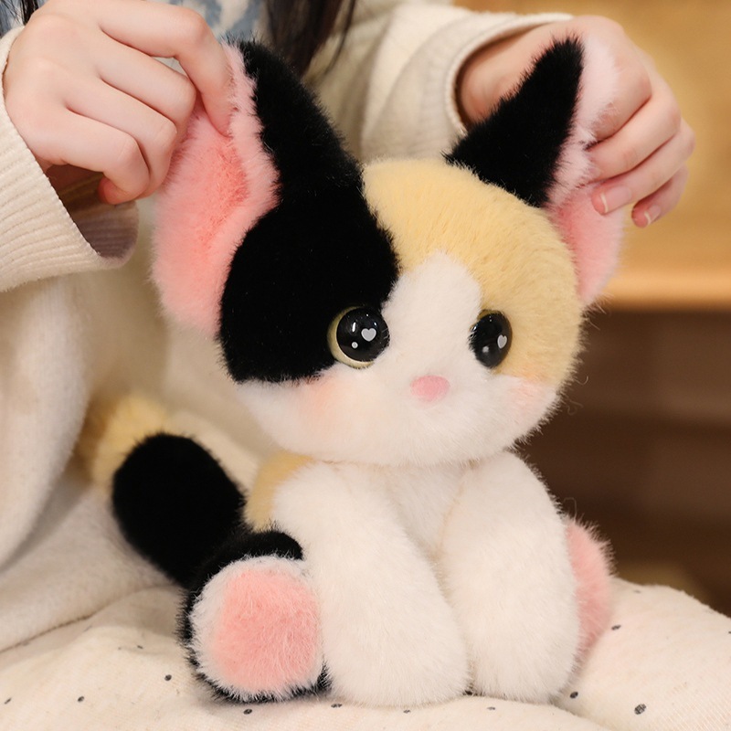 Cute Cat Table With Three Flowers German Cat Doll Plush Toy Siamese Kitten M Doll - Image 5